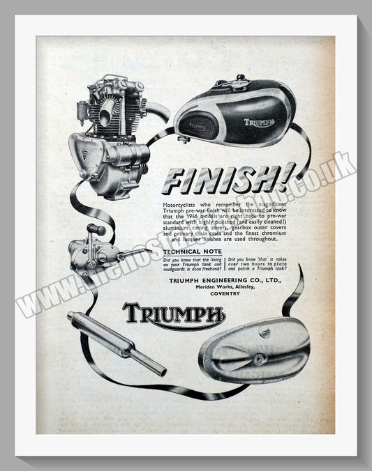 Triumph Motorcycles. Original advert 1946 (ref AD58004)