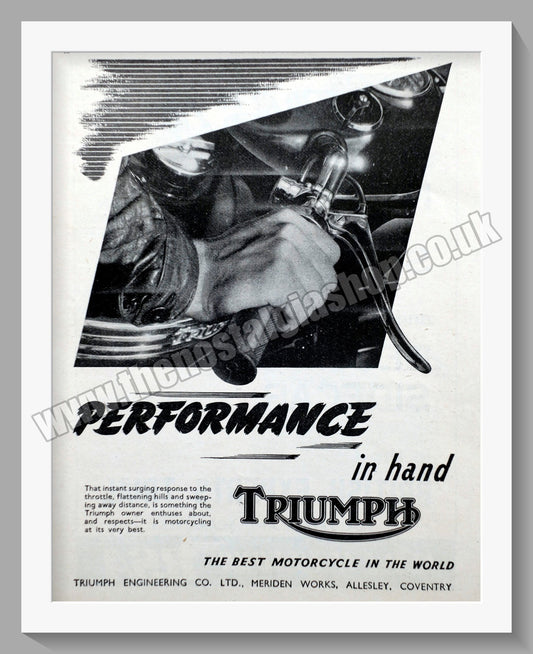 Triumph Motorcycles. Original advert 1950 (ref AD58007)