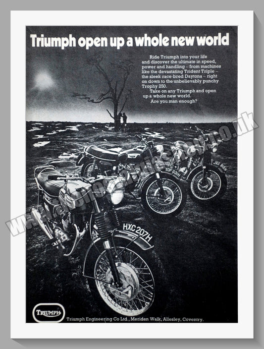 Triumph Motorcycles Range. Original advert 1970 (ref AD58025)