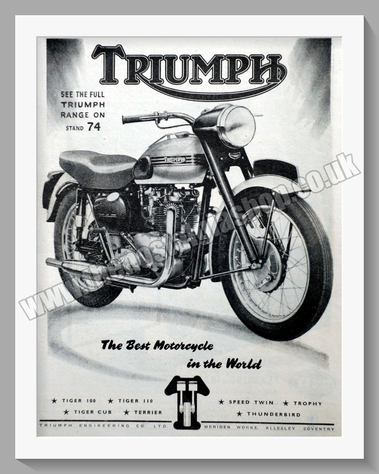 Triumph Motorcycles. Original advert 1954 (ref AD58031)
