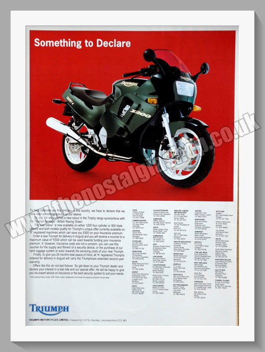 Triumph Motorcycles. Original advert 1992 (ref AD58034)