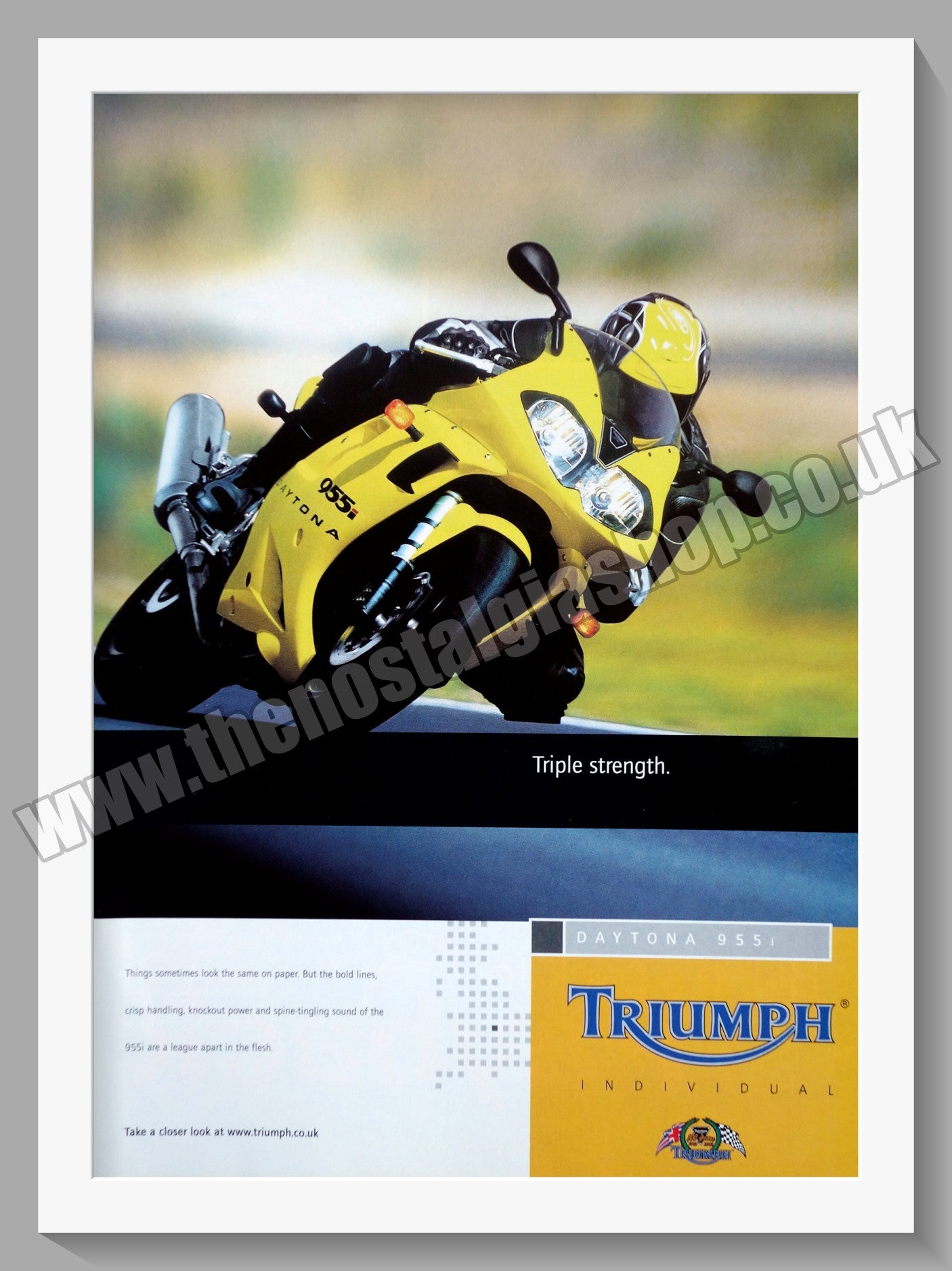 Triumph Motorcycles Daytona 955i. Original advert 2002 (ref AD58037)