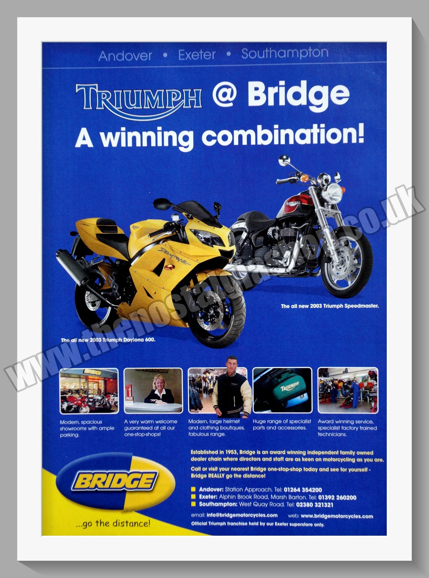 Triumph Motorcycles @ Bridge. Original advert 2003 (ref AD58040)