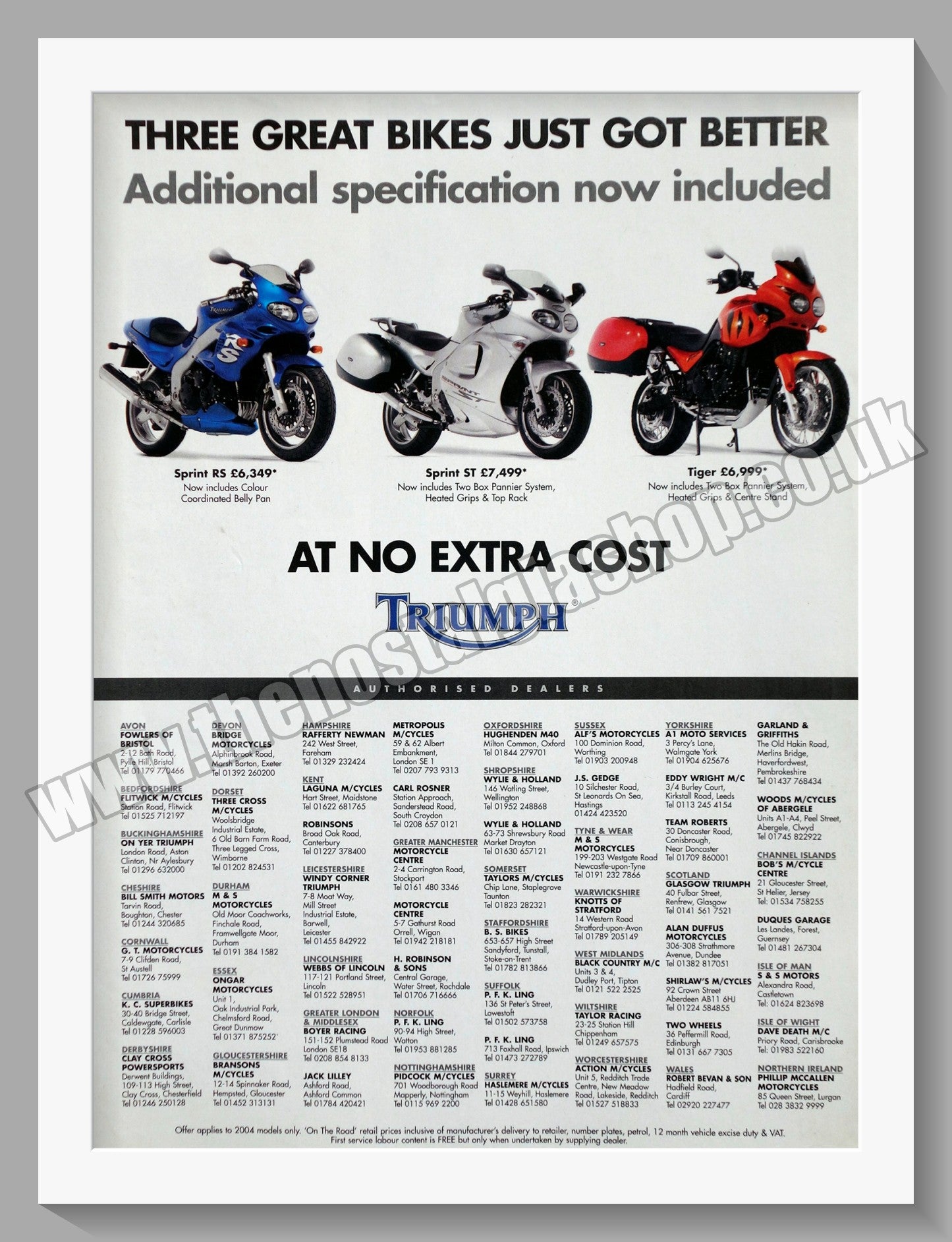 Triumph Motorcycles Dealers. Original advert 2004 (ref AD58049)