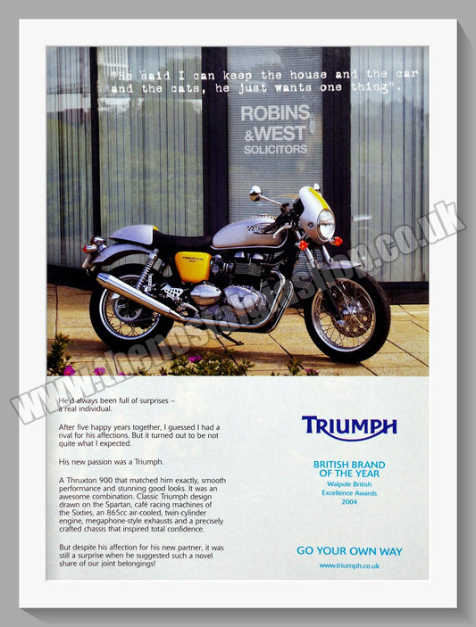 Triumph Motorcycles Thruxton 900. Original advert 2005 (ref AD58052)
