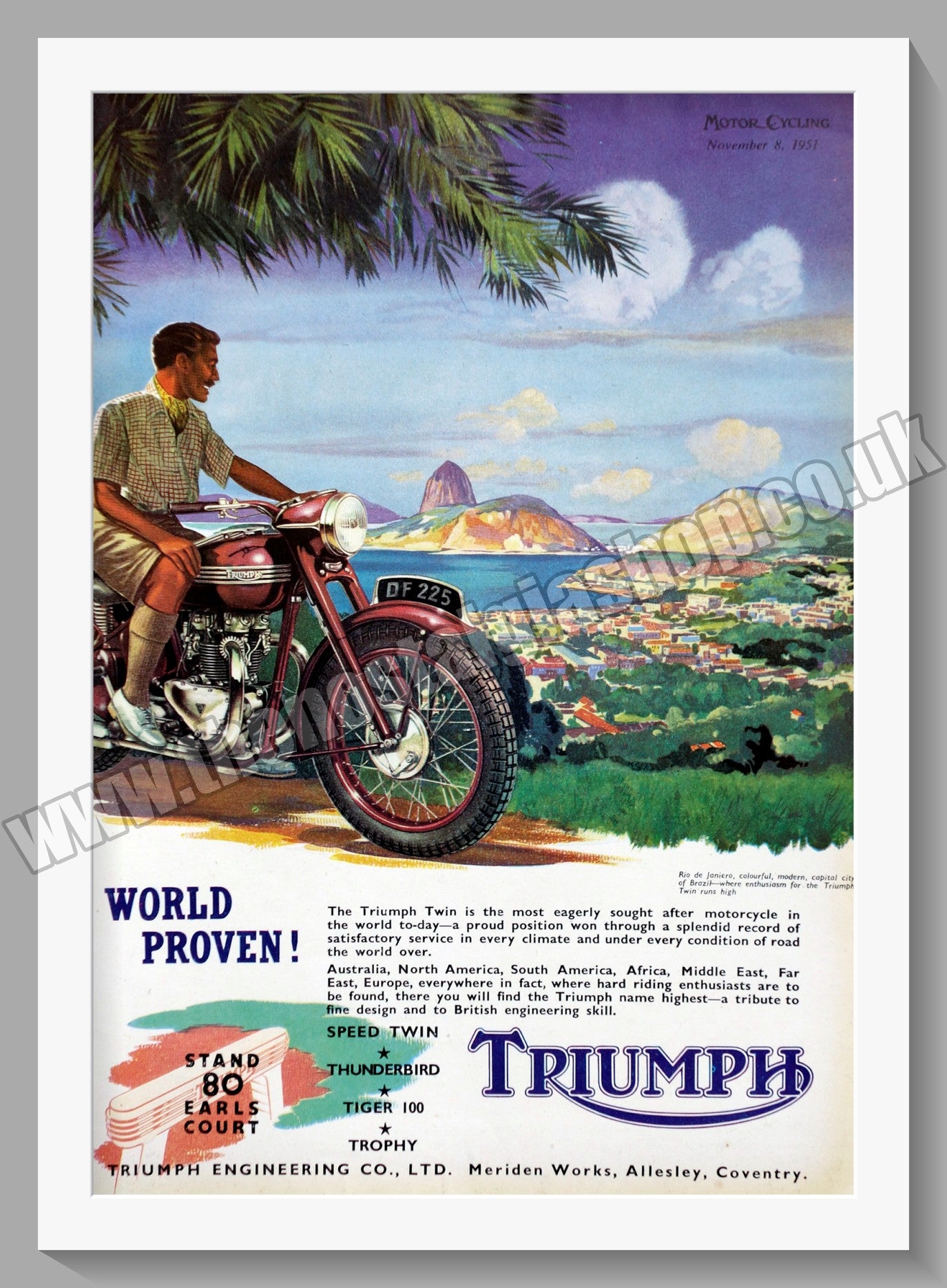 Triumph Twin Motorcycles World Proven. Original advert 1951 (ref AD58057)