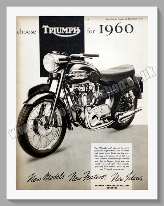 Triumph Thunderbird Motorcycles. Original advert 1959 (ref AD58083)