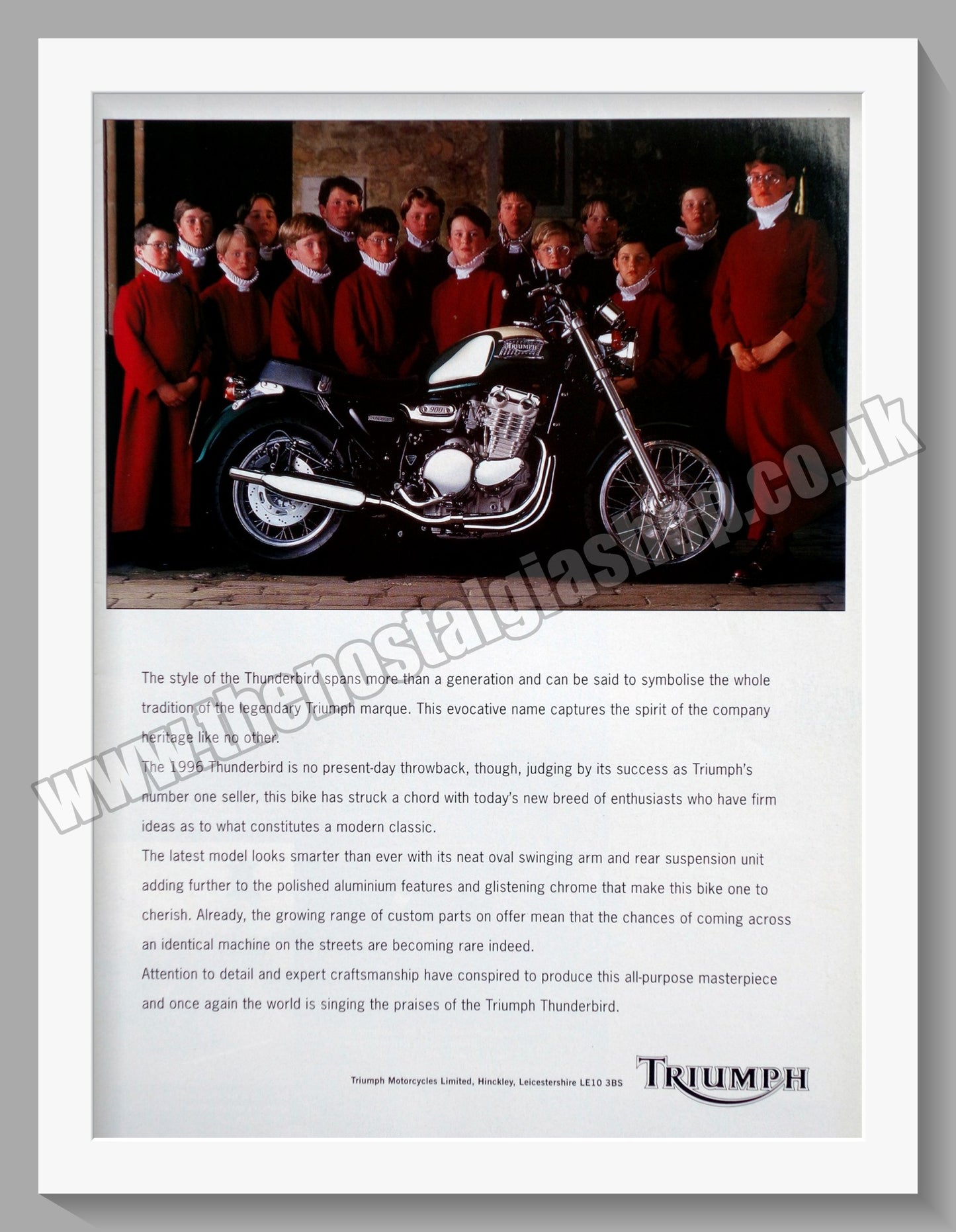 Triumph Thunderbird Motorcycles. Original advert 1996 (ref AD58084)