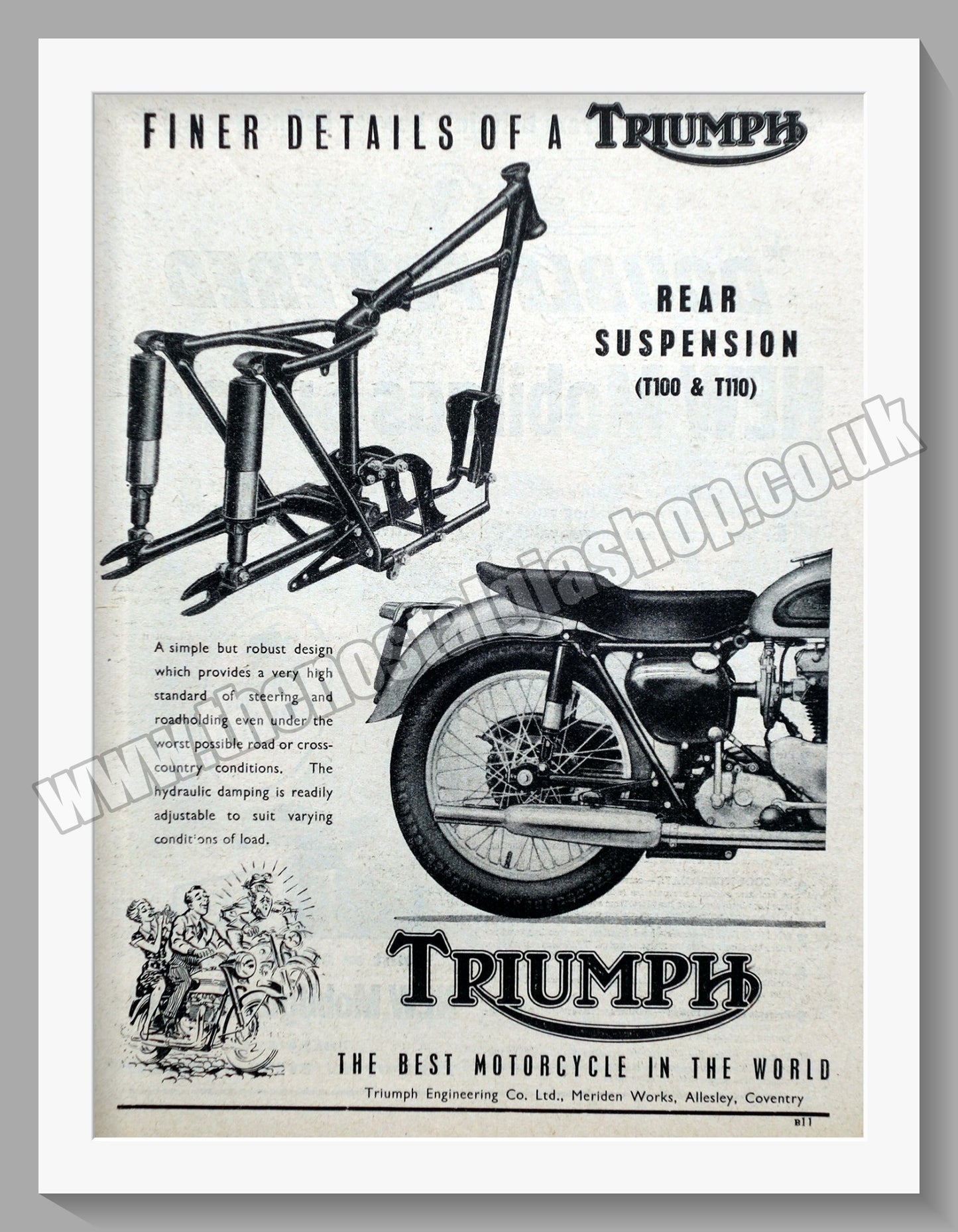 Triumph Motorcycles. Original advert 1954 (ref AD58097)