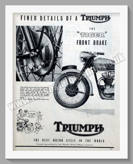 Triumph Tiger Motorcycles. Original advert 1954 (ref AD58098)