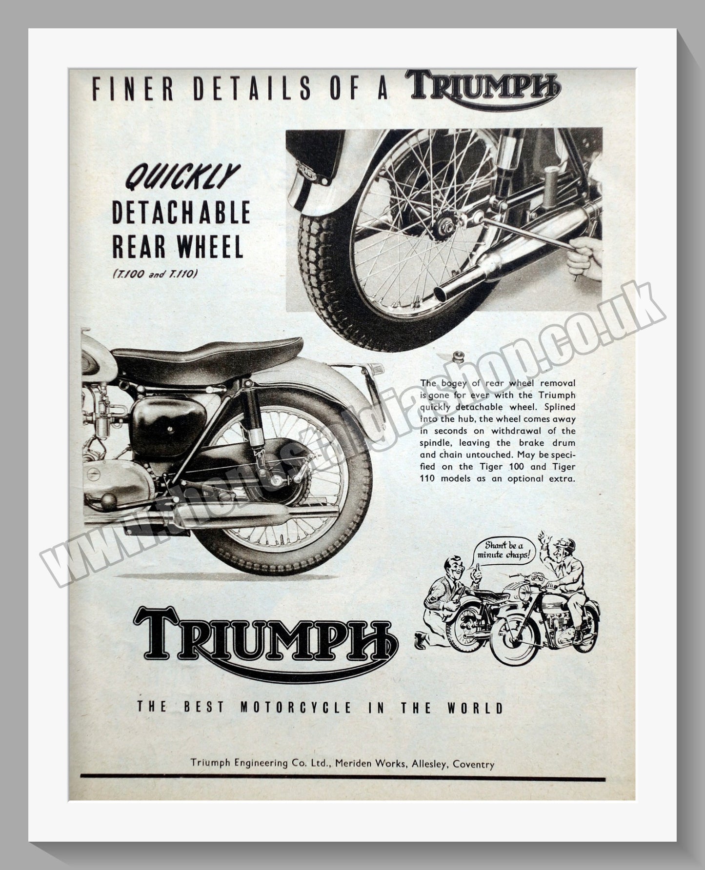 Triumph Motorcycles. Original advert 1954 (ref AD58100)