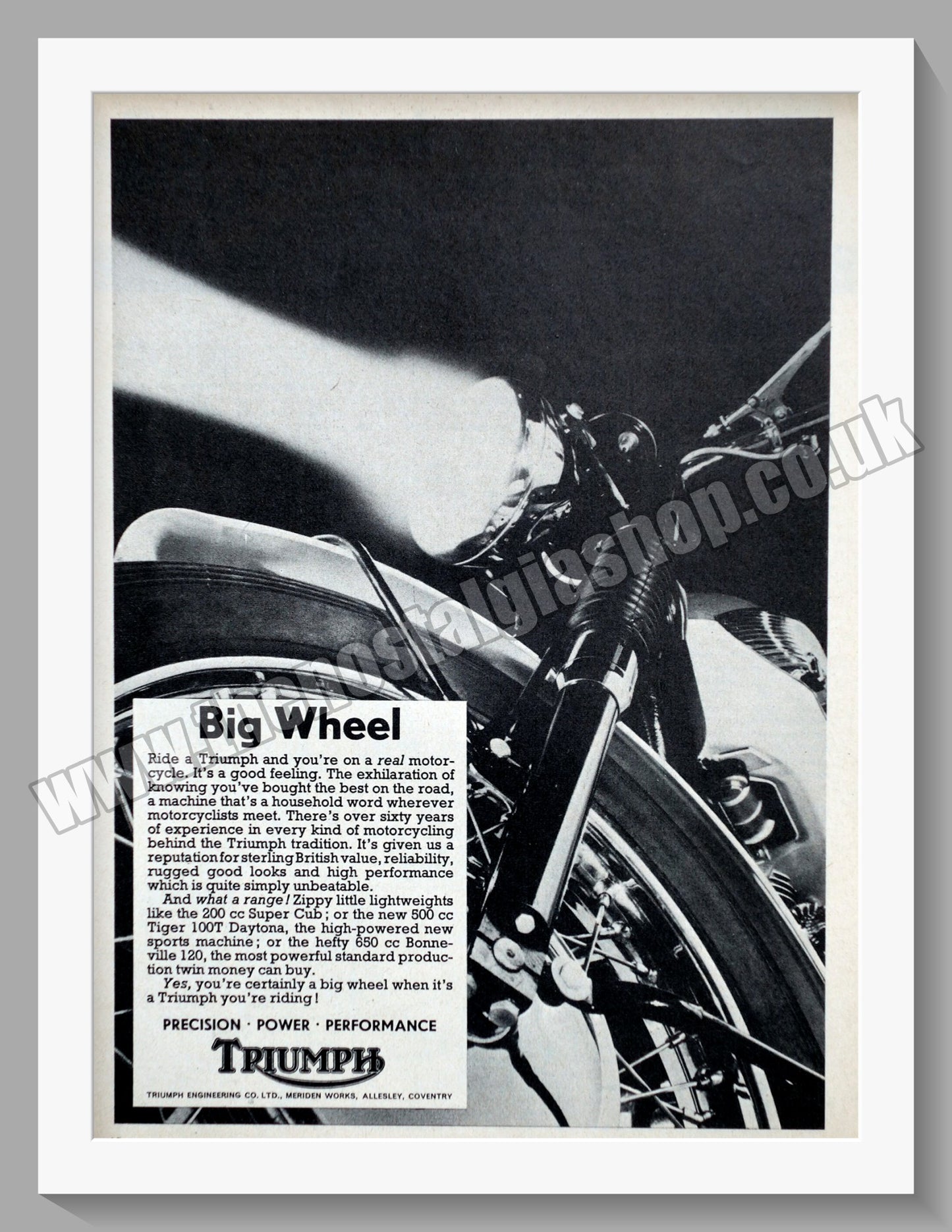 Triumph  Motorcycles. Original advert 1967 (ref AD58128)