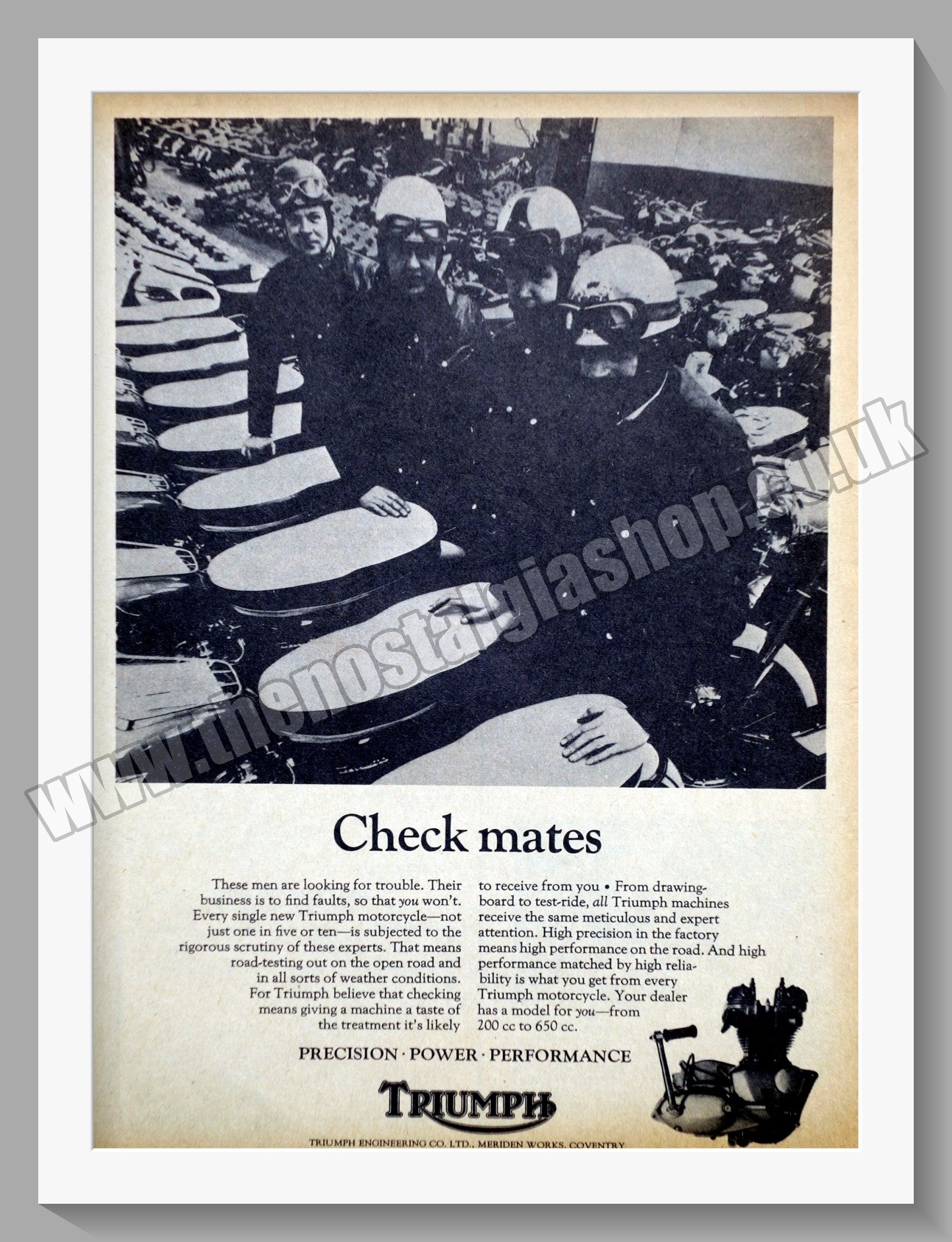 Triumph Motorcycles. Original advert 1966 (ref AD58134)