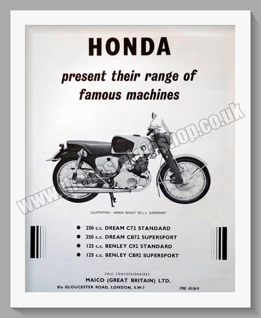 Honda Benley 125 Motorcycle. Original advert (ref AD58138)