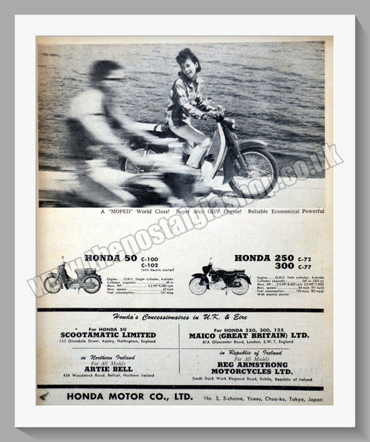 Honda 250 Motorcycle & Honda Moped 50. Original advert (ref AD58143)