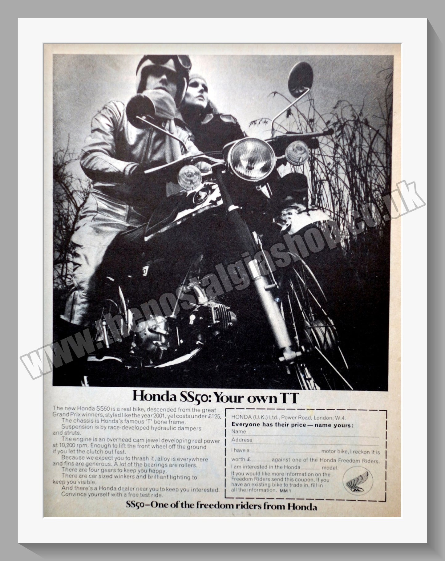Honda SS50 Motorcycle. Original advert (ref AD58144)