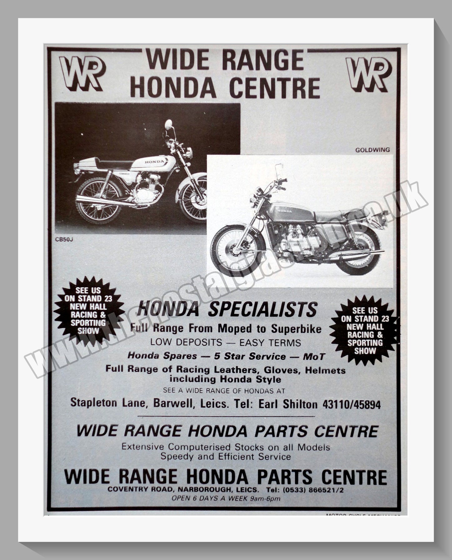 Honda Wide Range Motorcycle Centre. Original advert (ref AD58158)