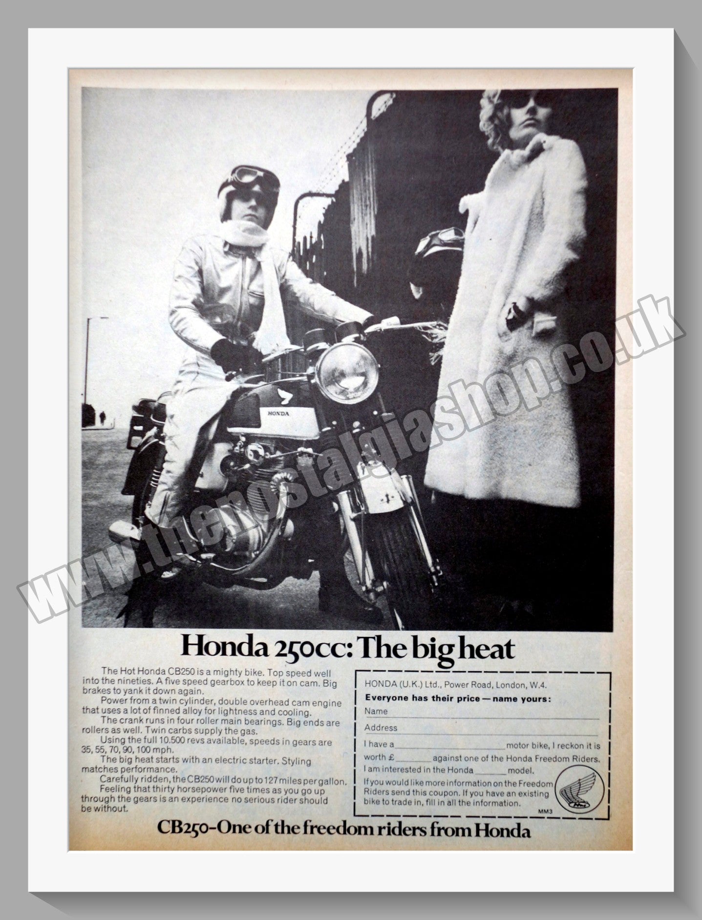 Honda CB250 Motorcycle.  1969 Original advert (ref AD58160)