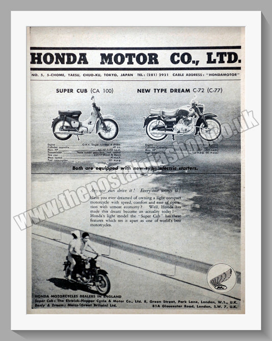 Honda Motorcycle Range.  1960 Original advert (ref AD58165)