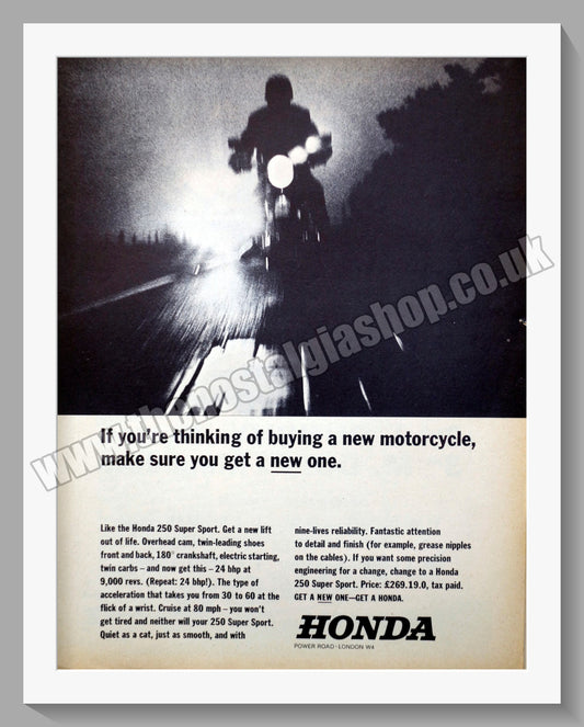 Honda CB250 Super Sport Motorcycle.  1962 Original advert (ref AD58171)