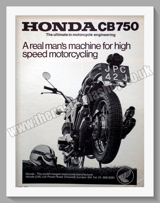 Honda CB750 Motorcycle.  1971 Original advert (ref AD58174)