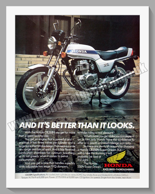 Honda CB250N Motorcycle.  1979 Original advert (ref AD58182)