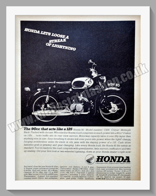 Honda CB90 Motorcycle.  1964 Original advert (ref AD58202)