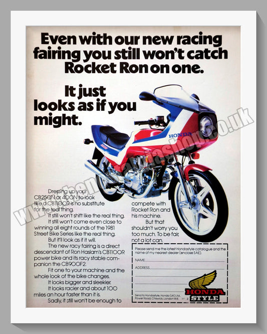 Honda CB1100R Motorcycle. 1982 Original advert (ref AD58207)