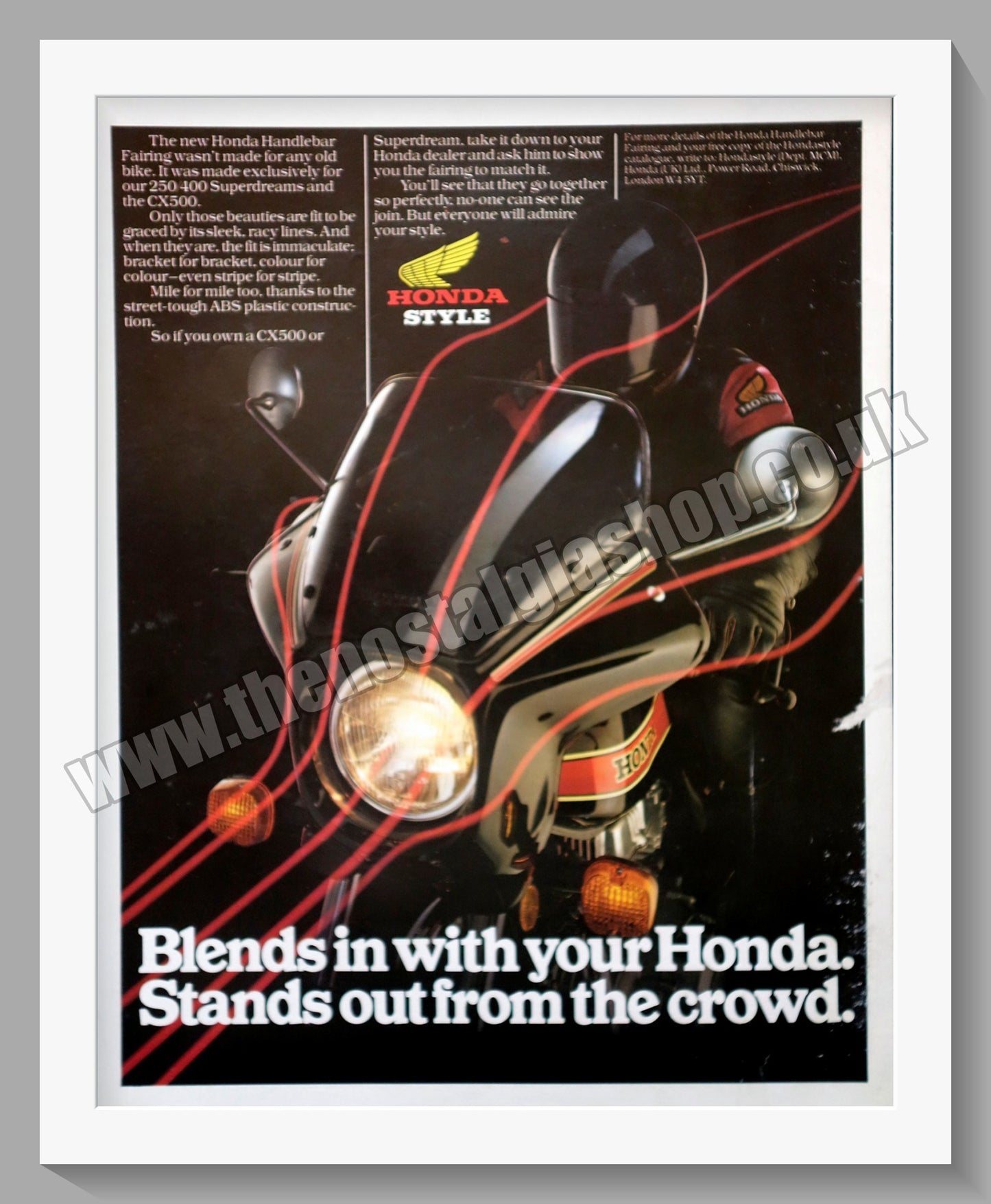 Honda Handlebar Fairings Motorcycle. 1981 Original advert (ref AD58211)