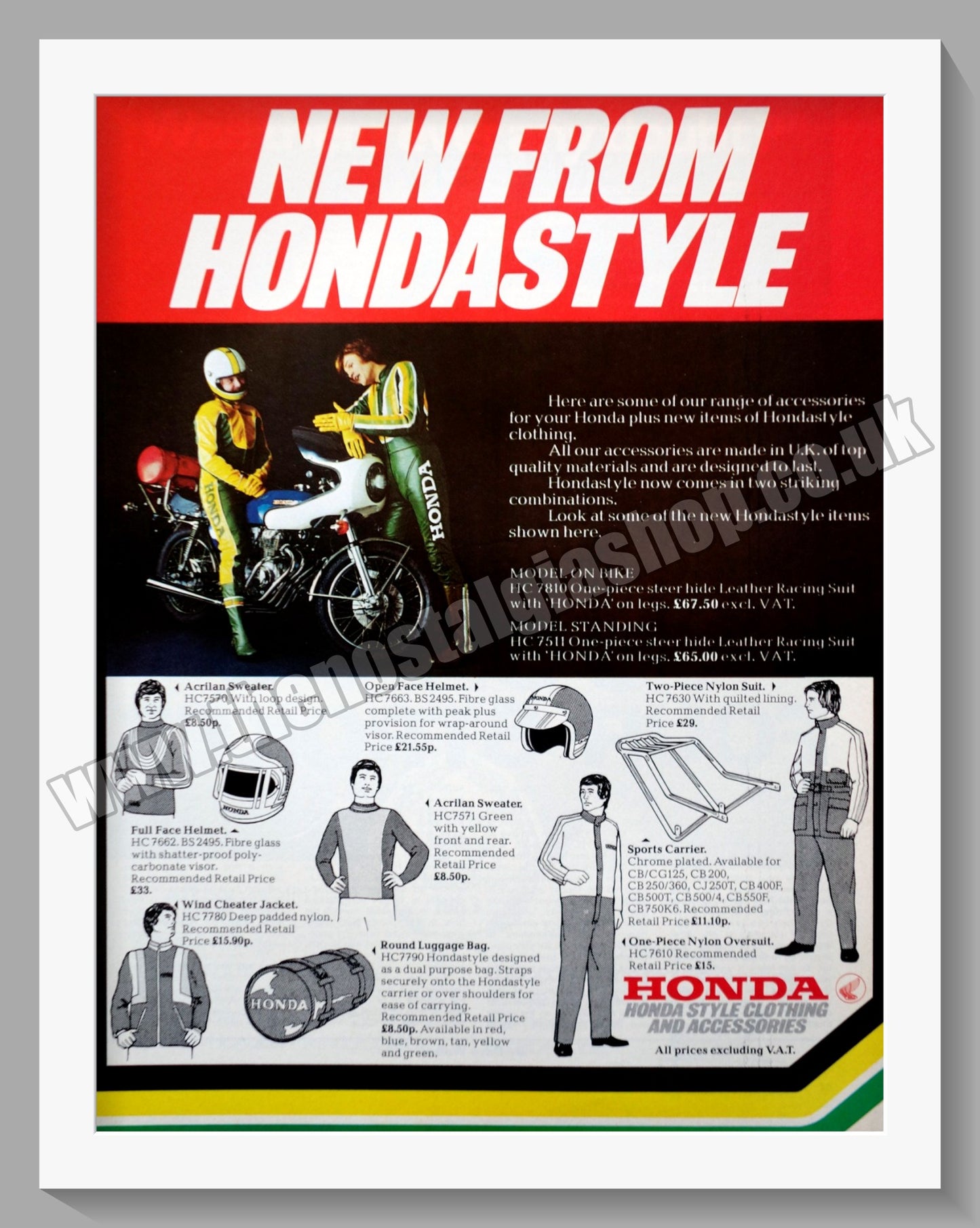 Honda Motorcycle Accessories. 1976 Original advert (ref AD58213) The