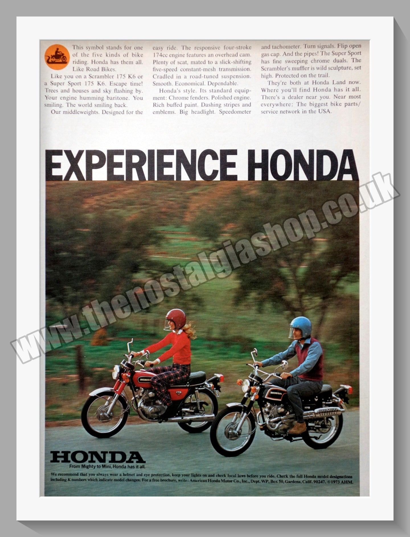Honda Motorcycle. 1973 Original advert (ref AD58215)