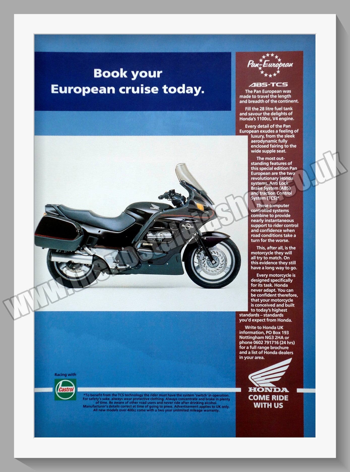 Honda 1100 V4 Motorcycle. 1992 Original advert (ref AD58231)