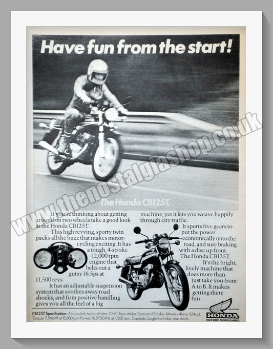 Honda CB125T Motorcycle. 1979 Original advert (ref AD58243)