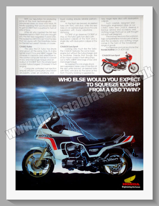 Honda CX650E Motorcycle. 1983 Original advert (ref AD58274)