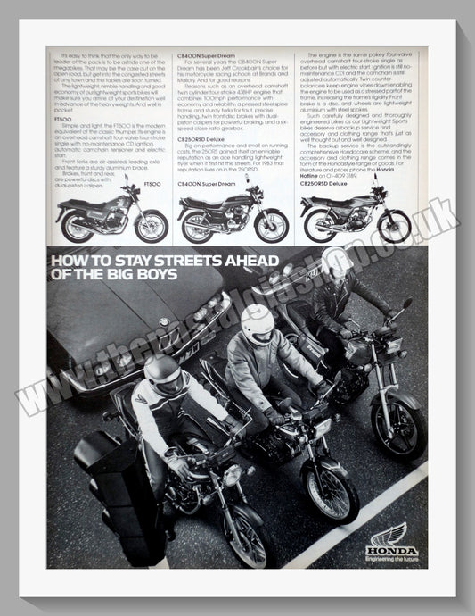 Honda Motorcycle. 1983 Original advert (ref AD58276)