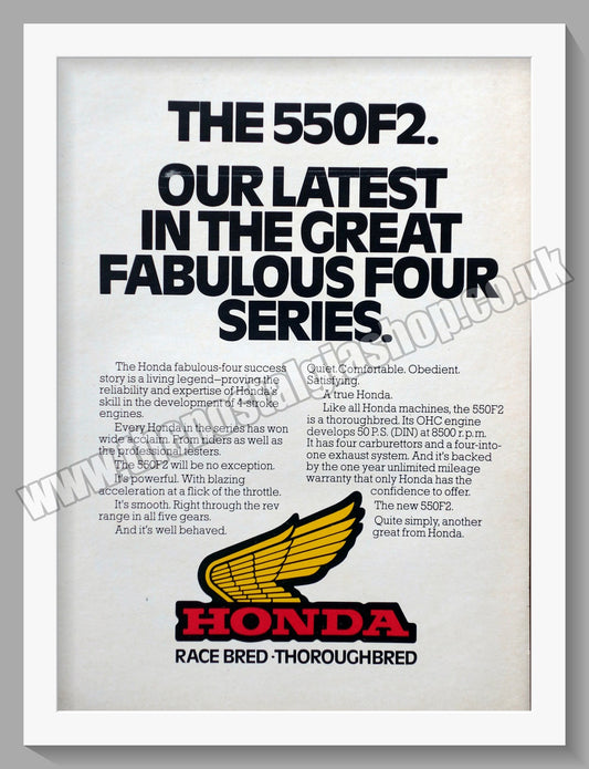 Honda 550F2 Motorcycle.  1977 Original Double Advert (ref AD58183)