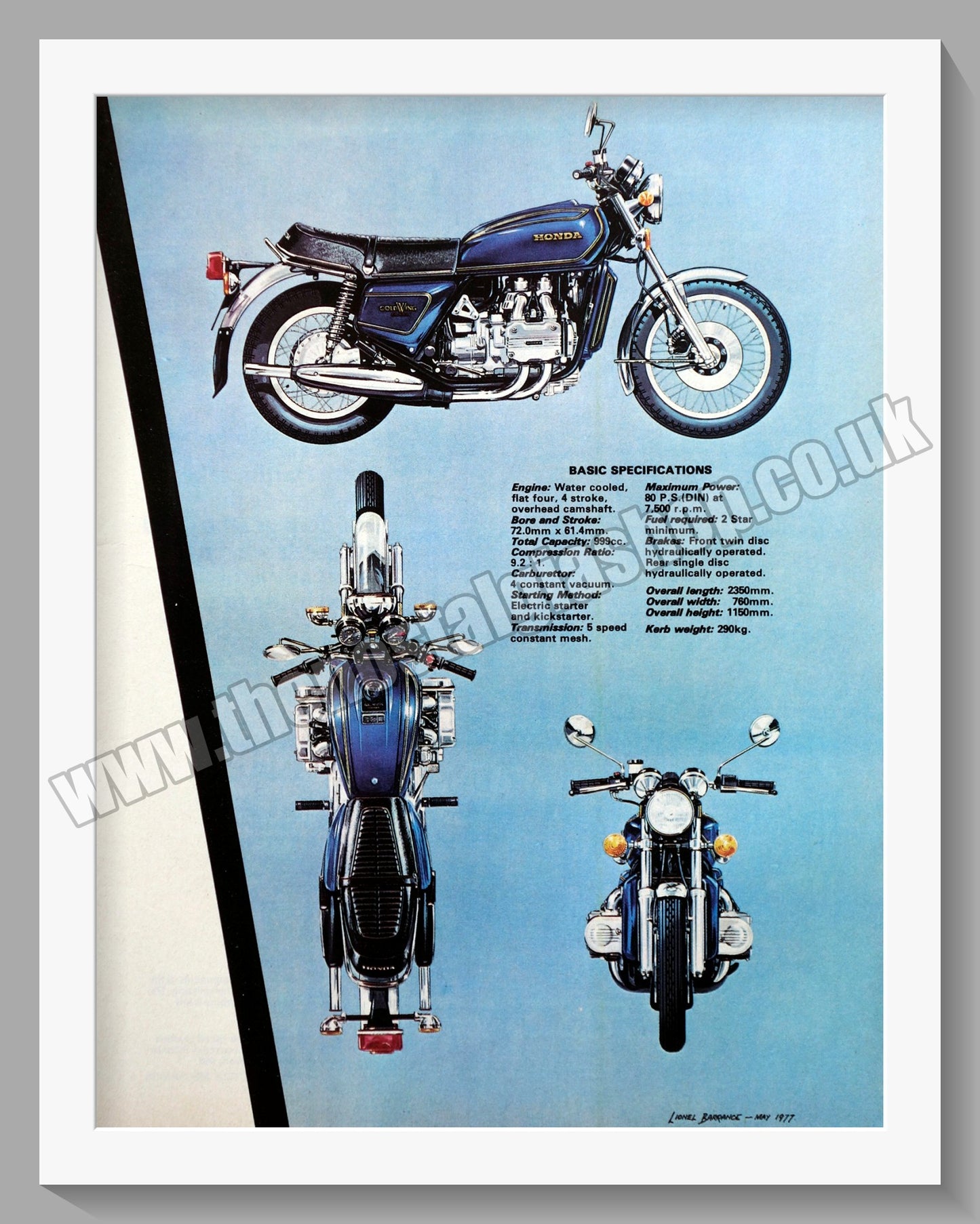 Honda GL1000K2 Motorcycle. 1977 Original Double Advert (ref AD58184)