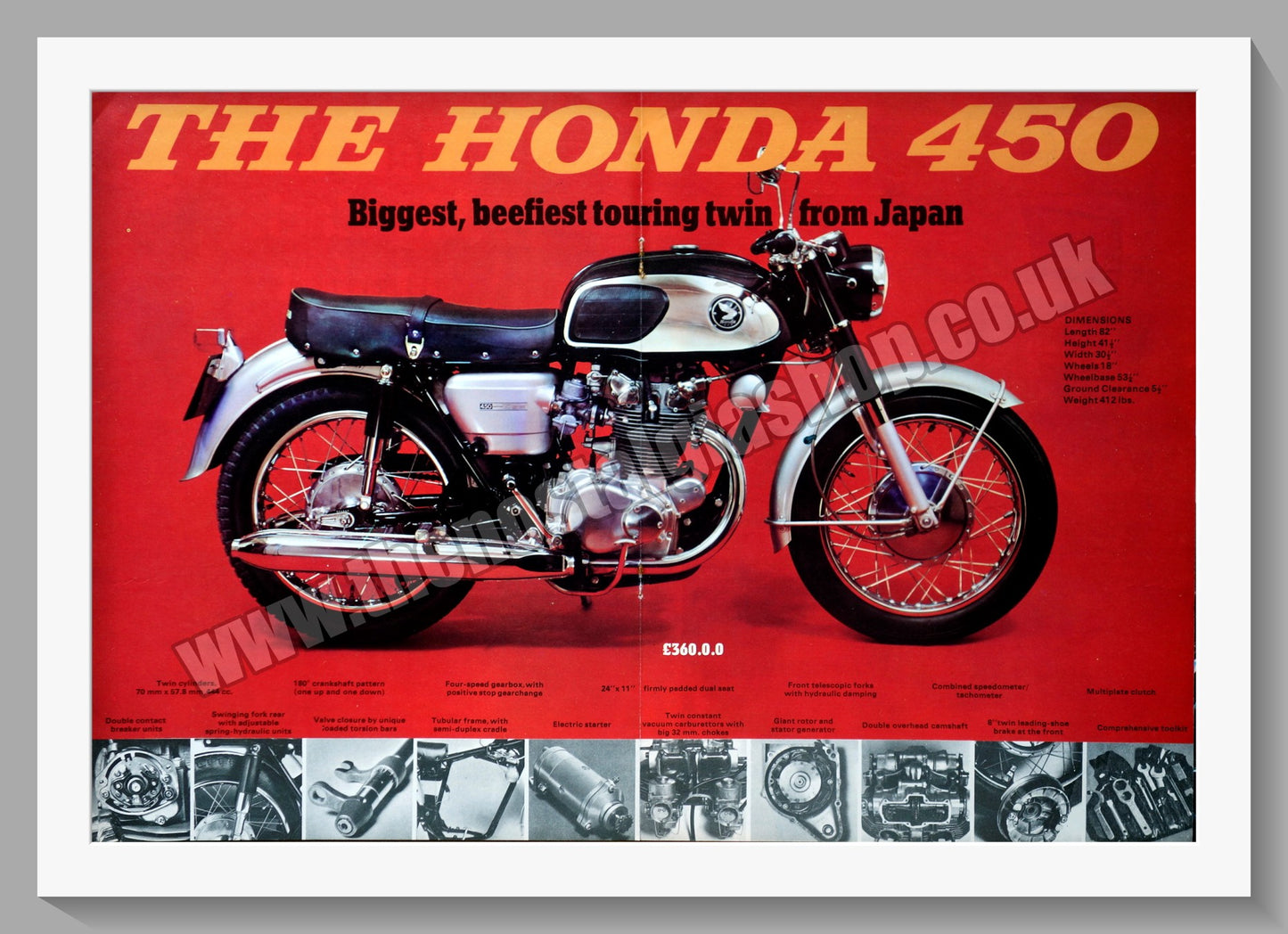 Honda 450 Motorcycle. Original Advert 1966 (ref AD58194)