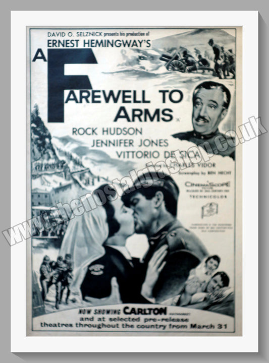 A Farewell To Arms Rock Hudson, Jennifer Jones. 1958 Original Advert (ref AD58311)
