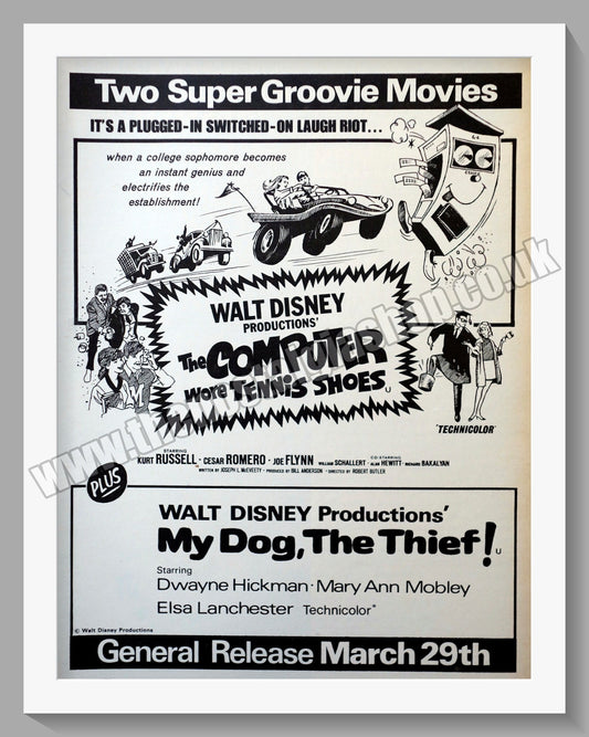 The Computer Wore Tennis Shoes & My Dog The Thief. Walt Disney 1970 Original Advert (ref AD58324)