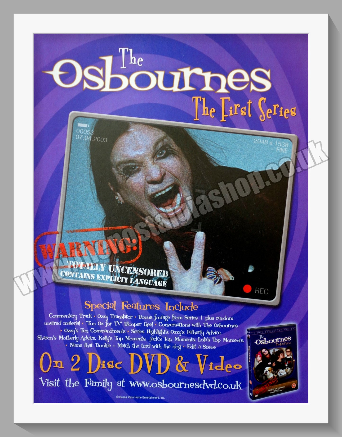 The Osbournes The First Series. 2003 Original Advert (ref AD58503)