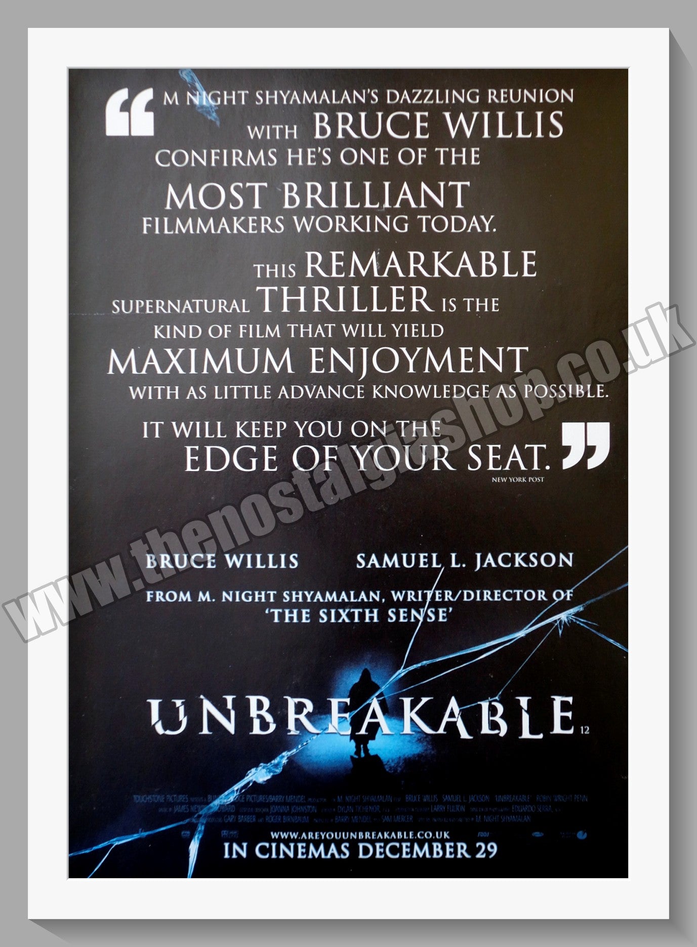 Unbreakable Bruce Willis, Samuel L Jackson. 2000 Original Advert (ref AD58520)