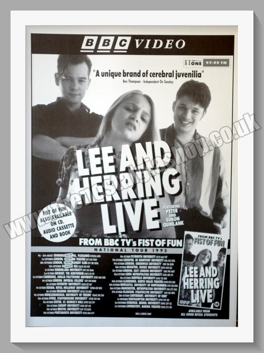 Lee And Herring Live. 1995 Original Advert (ref AD58608)