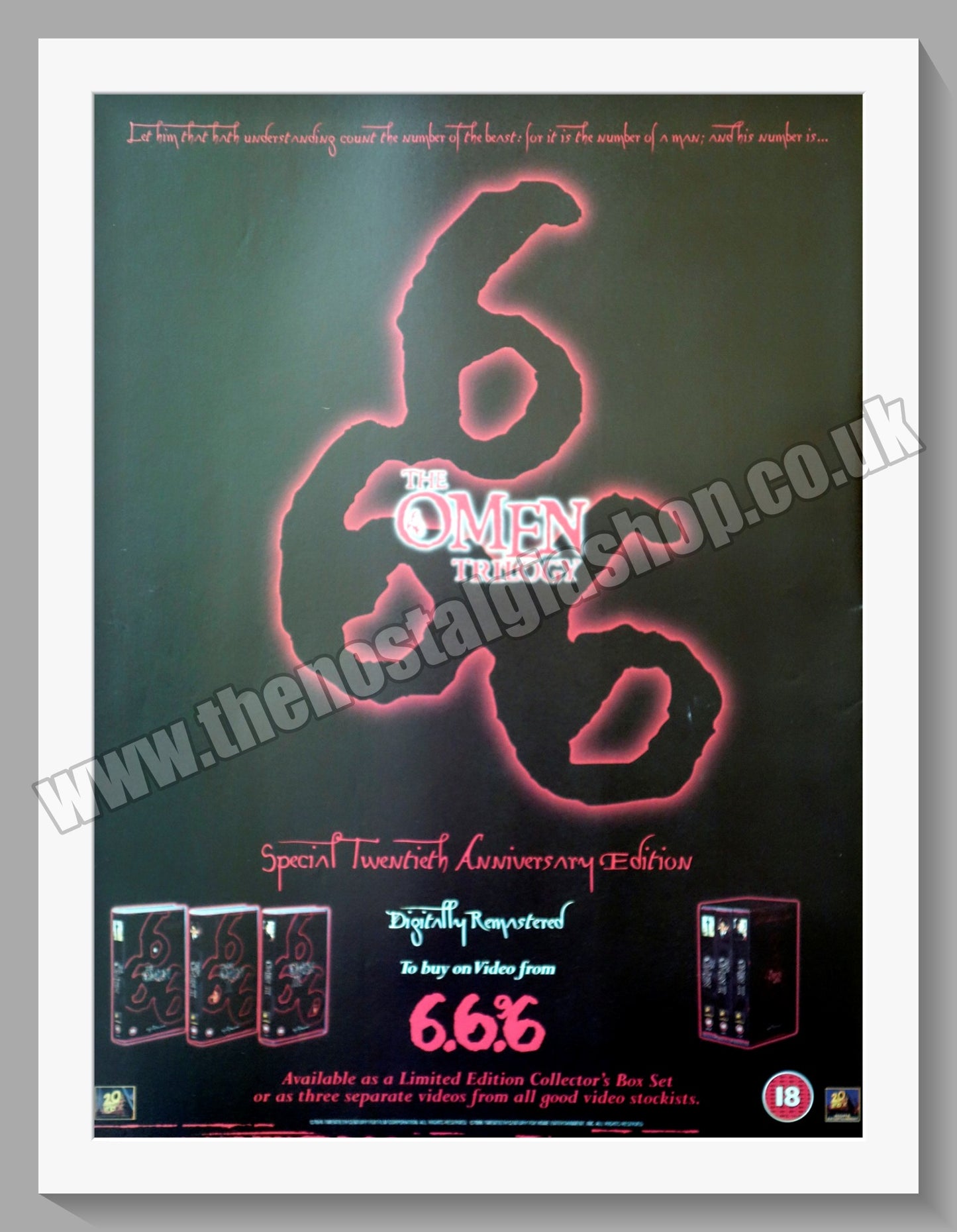 The Omen Trilogy. 1996 Original Advert (ref AD58609)