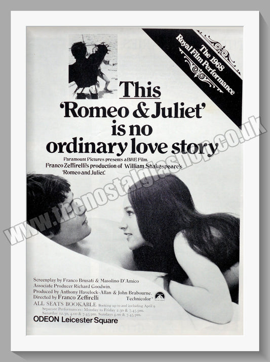 Romeo And Juliet. 1968 Original Advert (ref AD58647)
