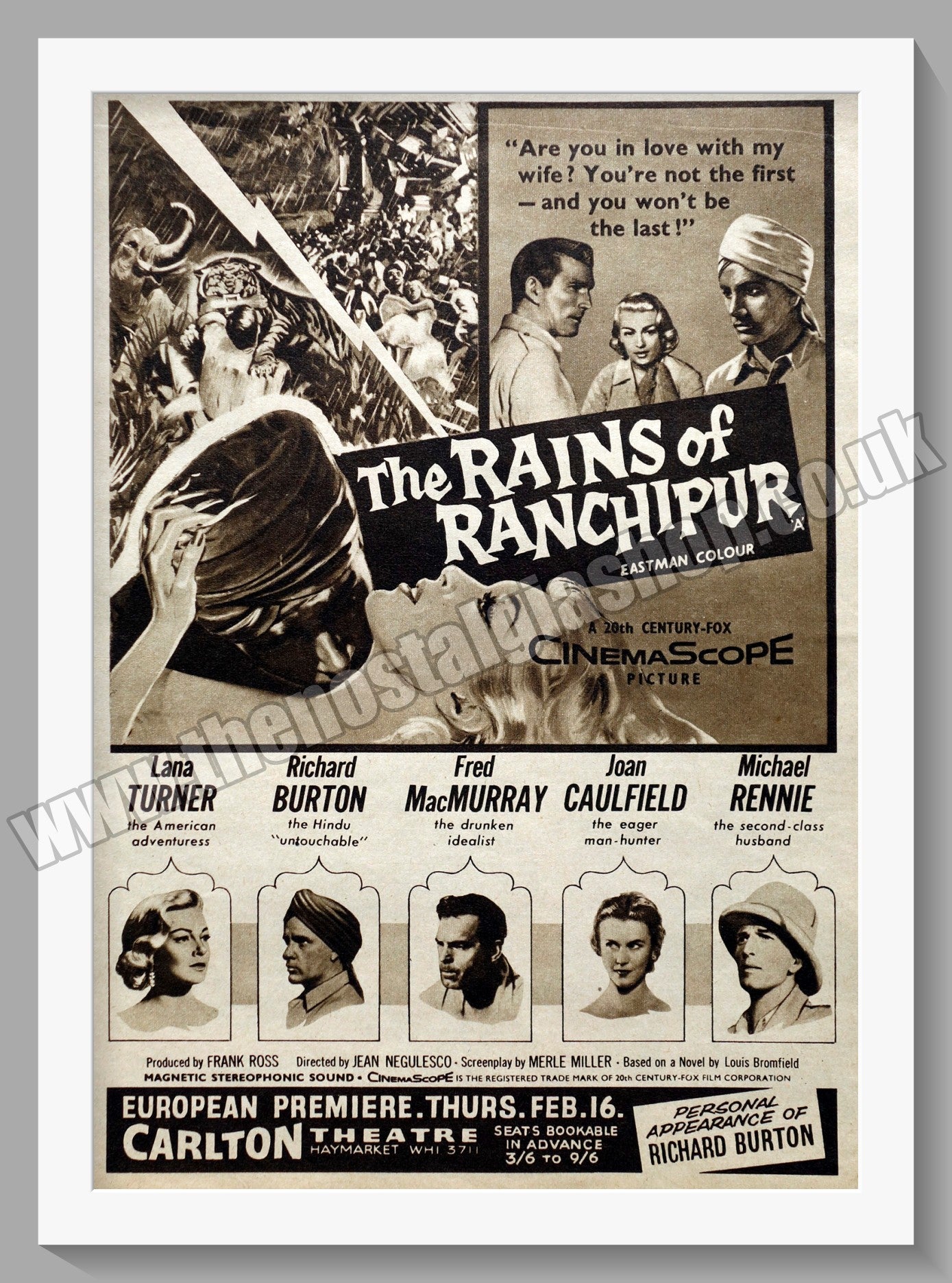 The Rains Of Ranchipur. 1956 Original Advert (ref AD58694)