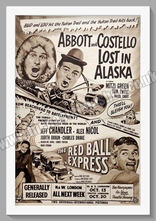 Abbott And Costello Lost In Alaska & The Red Ball Express. 1952 Original Advert (ref AD58697)
