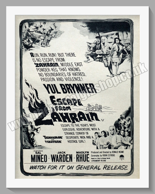 Escape From Zahrain. 1962 Original Advert (ref AD58718)