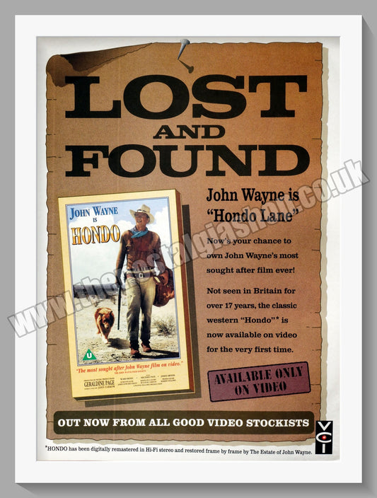 Hondo, John Wayne. 1995 Original Advert (ref AD58728)