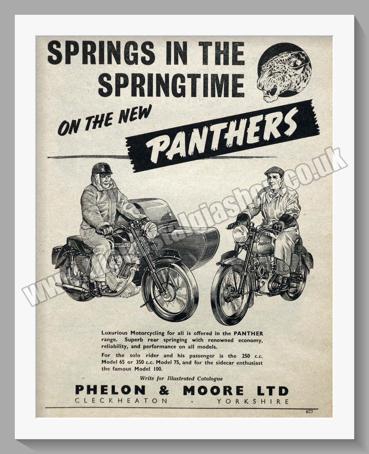 Panther Motorcycles Range. Original Advert 1954 (ref AD58363)